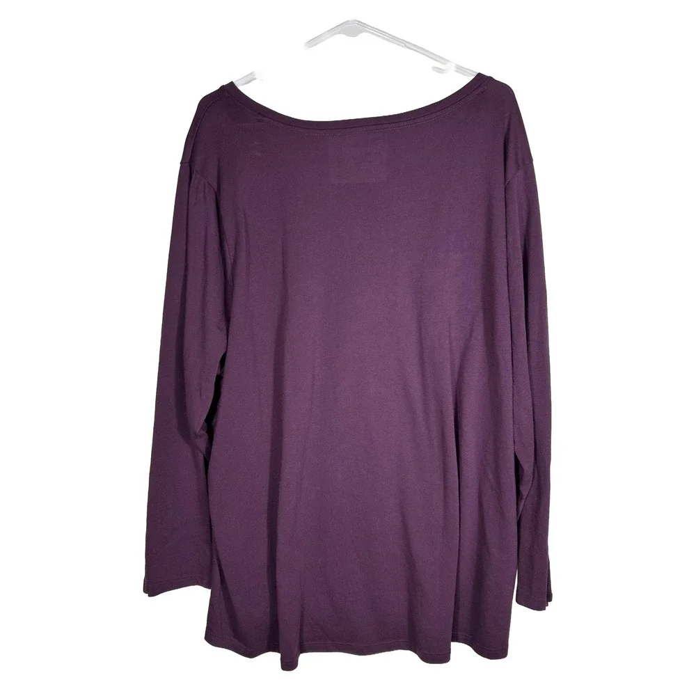 NWT Terra & Sky Womens Plus 3X Purple Pearl Long Sleeve V-Neck Super Soft Tee - Picture 3 of 7